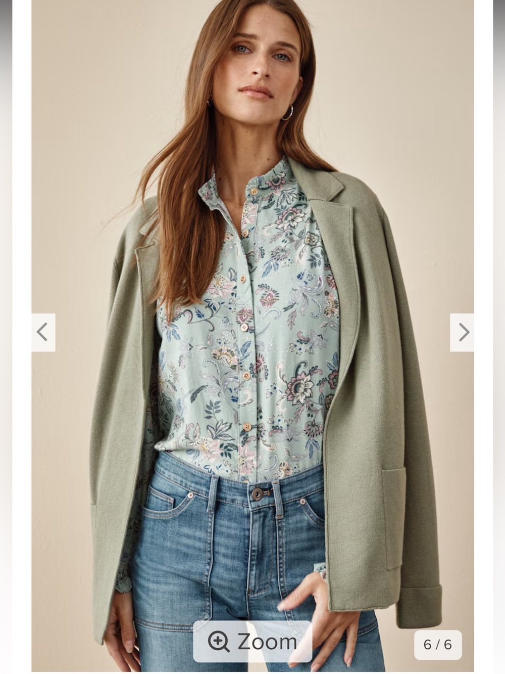 J. Jill Cotton-Blend Notched-Collar Cardigan in Eucalyptus NWT